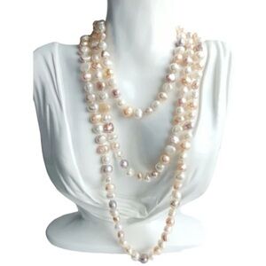 Iris & Lily London Pearl Necklace in Peaches & Cream ~ Baroque Style by 62”L NWT